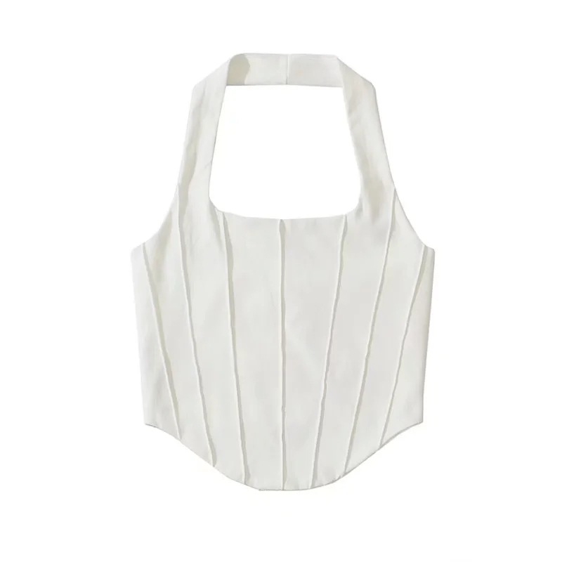 Halterski top, uski kroj, street-hipster stil, pamuk-poliester smjesa 80-90%