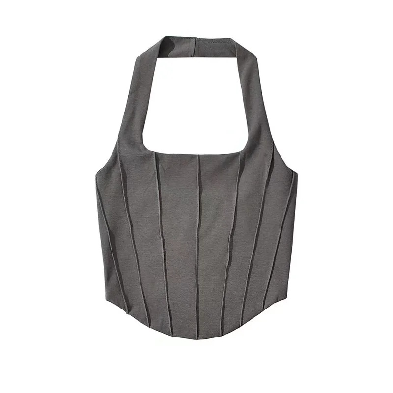 Halterski top, uski kroj, street-hipster stil, pamuk-poliester smjesa 80-90%