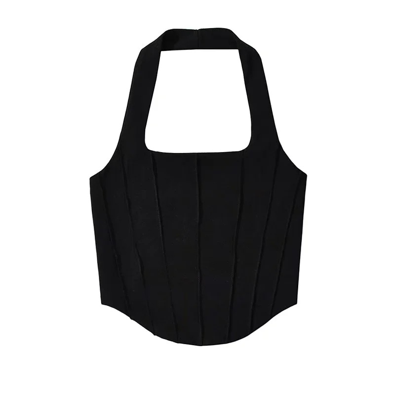 Halterski top, uski kroj, street-hipster stil, pamuk-poliester smjesa 80-90%