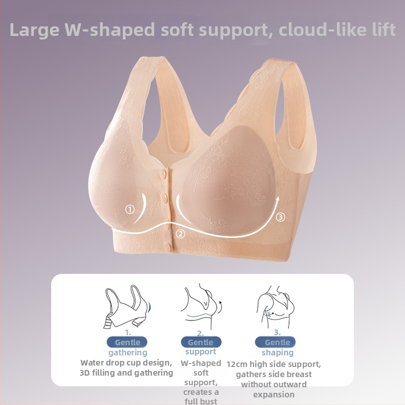 Bezšvová podprsenka v štýle vesty s predným zapínaním; nylonové tkanivo; podšívka viskóza 80–90%; plný košík; pevné ramienka