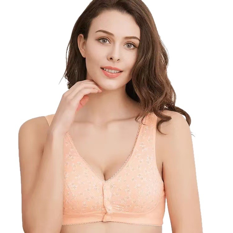 Medvilninė belaidė liemenėlė maitinančioms krūtims su priekyje užsegimu, pilni puodeliai, plonas formuojamas puodelis, kvėpuojanti ir patogi