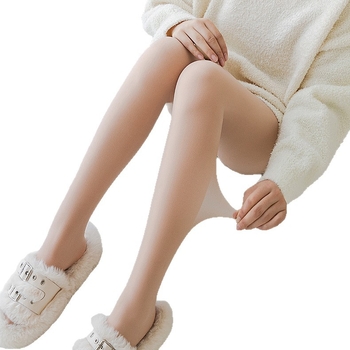 Dvostruki sloj leggings s odvojivim gumbima, nude boje, s fleecem iznutra, za jesen-zimu, prirodan osjećaj golih nogu