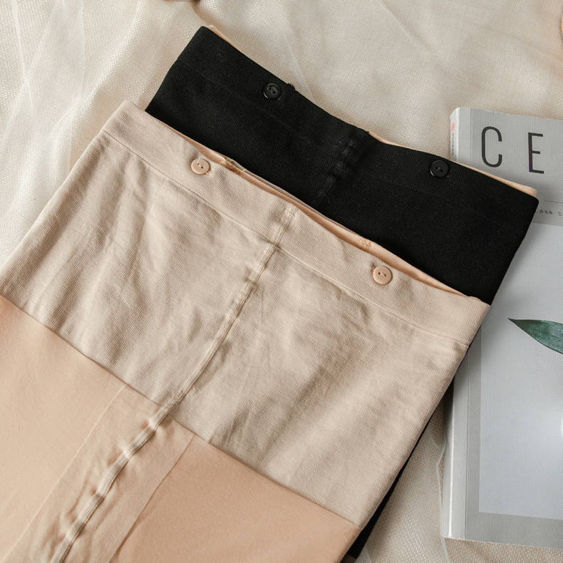 Dvostruki sloj leggings s odvojivim gumbima, nude boje, s fleecem iznutra, za jesen-zimu, prirodan osjećaj golih nogu