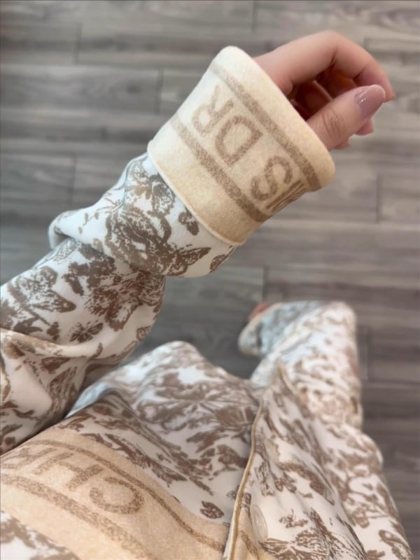 Derong fleece-betétes vastag női loungewear szett kardigánnal és nadrággal, akril-keverék 80–90%, ősz-télre, külső viselésre