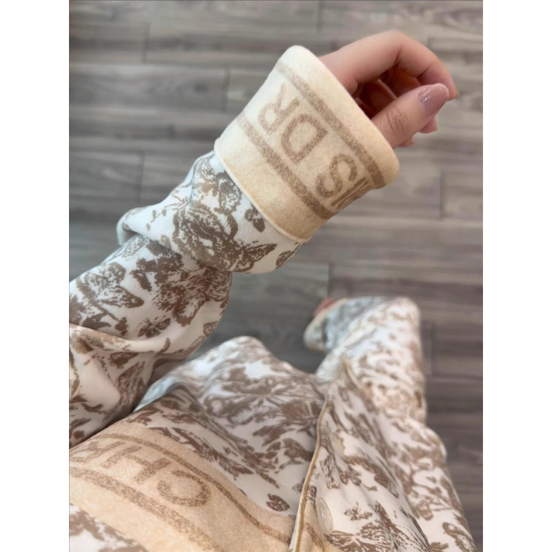 Derong fleece-betétes vastag női loungewear szett kardigánnal és nadrággal, akril-keverék 80–90%, ősz-télre, külső viselésre