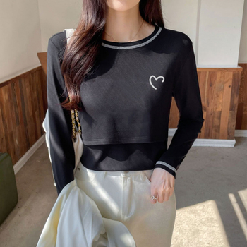 Žindymo topas po gimdymo, rudens–žiema, 95% medvilnė, apvali kaklo forma, ilgomis rankovėmis, įprastas ilgis (50–65 cm)