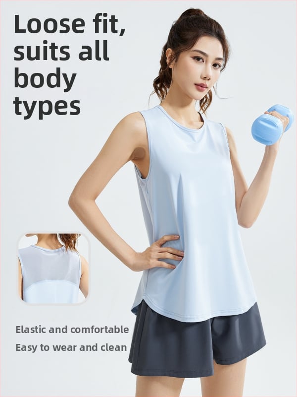 Női lélegző, ujjatlan mellény hálós hátsó résszel, laza szabású; poliészter szálas anyag; 88% poliészter