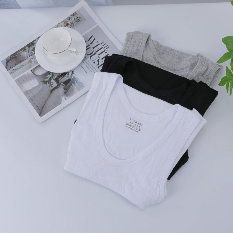 Muški kamizola od 100% pamuka, bez rukava, okrugli vrat, debeli materijal 251–300 g/m², ljeto