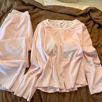 Set pijamale din catifea cu pernă pentru bust, Derong Velvet, 201-250 g/m², guler rotund, toamnă-iarnă