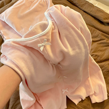 Set pijamale din catifea cu pernă pentru bust, Derong Velvet, 201-250 g/m², guler rotund, toamnă-iarnă