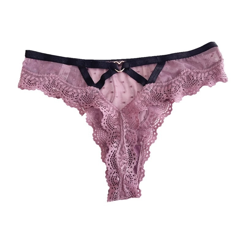 Plus dydžio nėrinių thong su aukšta elastinguma, bangos raštas ir iškirptos dirželiai, permatoma tinkle, žemas juosmuo