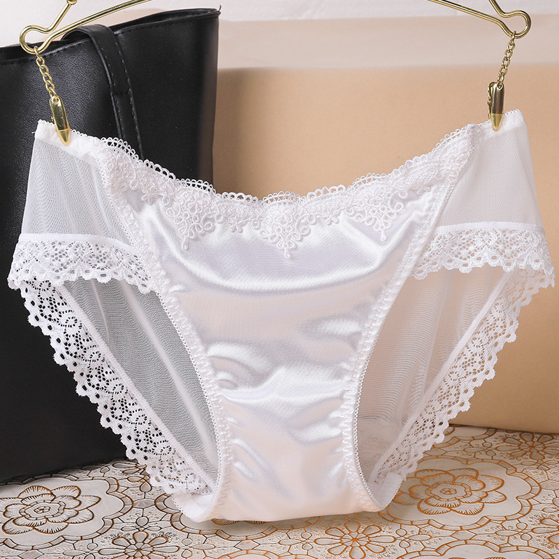 Lenjerie intimă de damă din dantelă transparentă, motiv floral, căptușeală din bumbac în zona genitală, talie joasă, material nylon, potrivită pentru toate anotimpurile