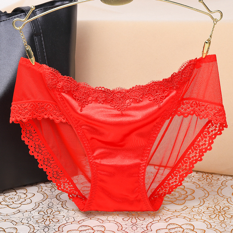 Lenjerie intimă de damă din dantelă transparentă, motiv floral, căptușeală din bumbac în zona genitală, talie joasă, material nylon, potrivită pentru toate anotimpurile