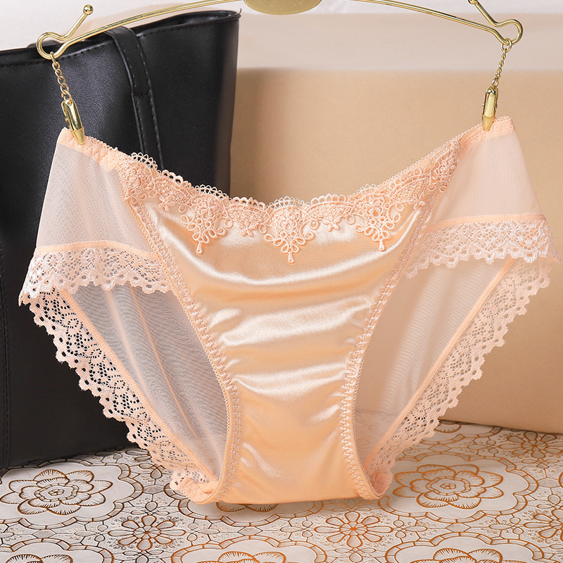 Lenjerie intimă de damă din dantelă transparentă, motiv floral, căptușeală din bumbac în zona genitală, talie joasă, material nylon, potrivită pentru toate anotimpurile