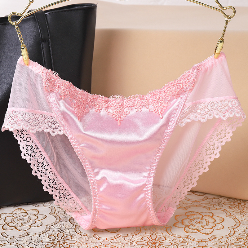 Lenjerie intimă de damă din dantelă transparentă, motiv floral, căptușeală din bumbac în zona genitală, talie joasă, material nylon, potrivită pentru toate anotimpurile
