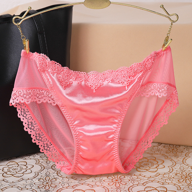 Lenjerie intimă de damă din dantelă transparentă, motiv floral, căptușeală din bumbac în zona genitală, talie joasă, material nylon, potrivită pentru toate anotimpurile