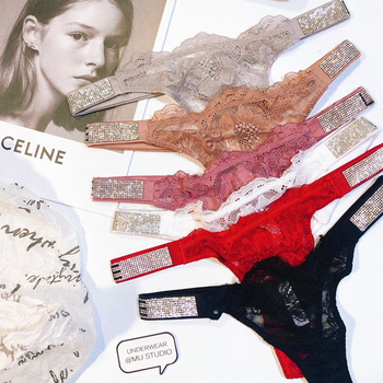 Tanga pentru femei, material ice silk, țesătură principală nylon, căptușeală din bumbac, talie medie