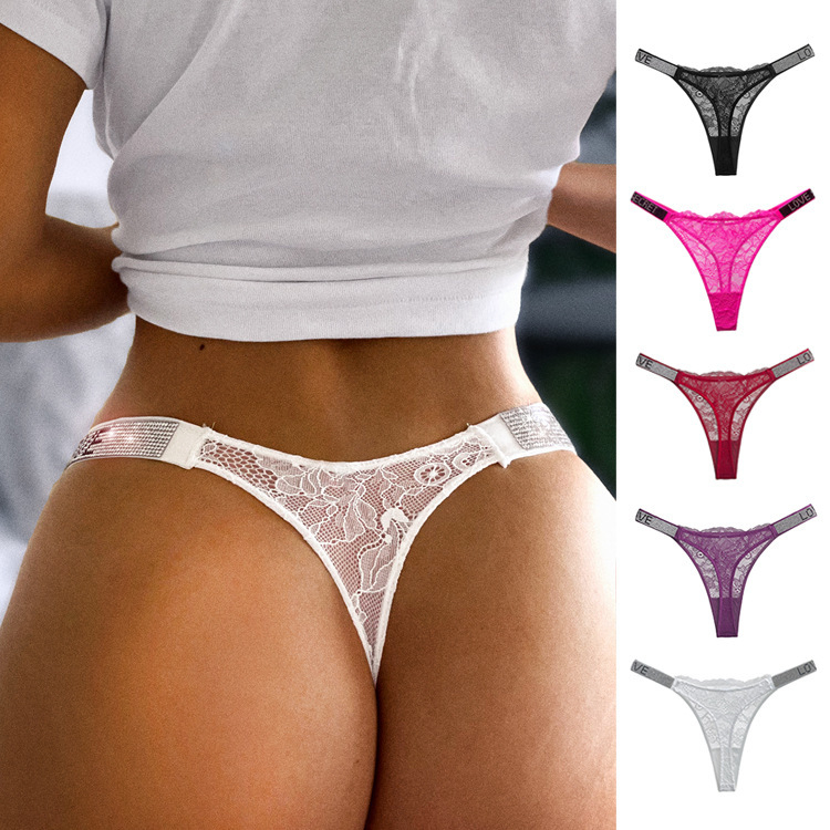 Tanga pentru femei, material ice silk, țesătură principală nylon, căptușeală din bumbac, talie medie