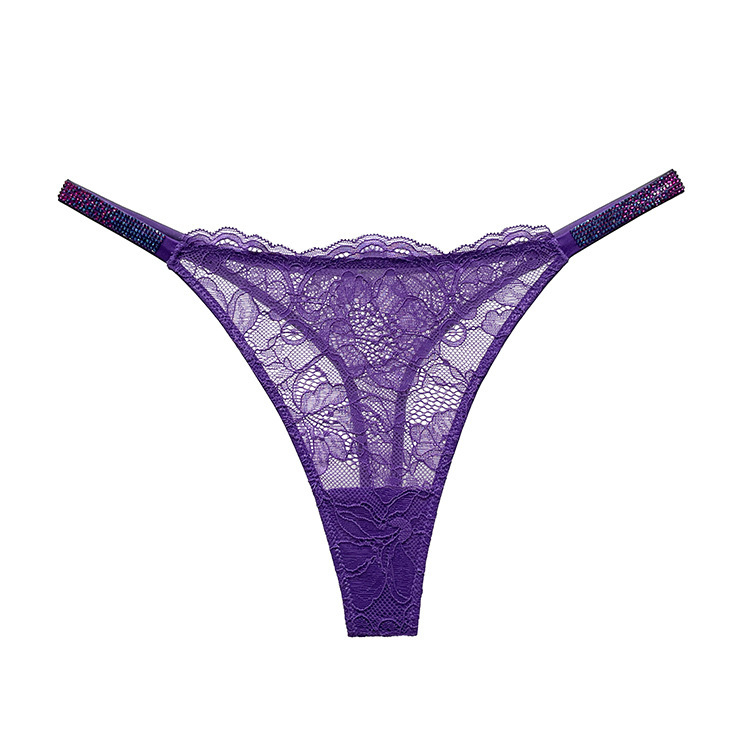 Tanga pentru femei, material ice silk, țesătură principală nylon, căptușeală din bumbac, talie medie