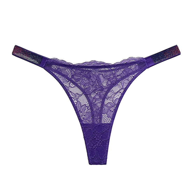 Tanga pentru femei, material ice silk, țesătură principală nylon, căptușeală din bumbac, talie medie