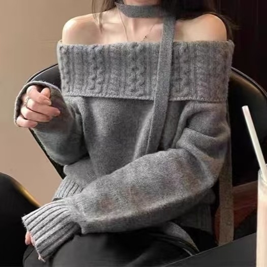 Pulover cu motiv 3D, mâneci raglan, guler cu un singur nasture, croială slim, grosime moderată