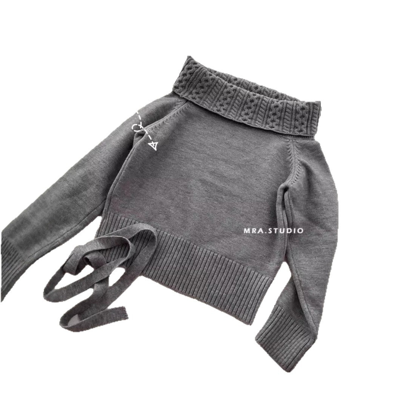 Pulover cu motiv 3D, mâneci raglan, guler cu un singur nasture, croială slim, grosime moderată