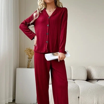 Set cardigan și pantaloni din poliester, decolteu în V, mâneci lungi, greutate țesătură 161–180 g/m²