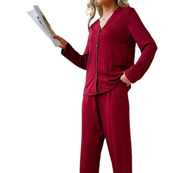 Set cardigan și pantaloni din poliester, decolteu în V, mâneci lungi, greutate țesătură 161–180 g/m²