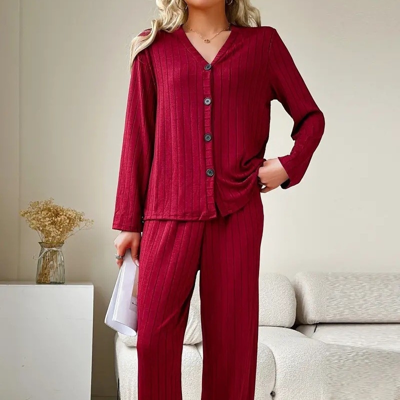 Set cardigan și pantaloni din poliester, decolteu în V, mâneci lungi, greutate țesătură 161–180 g/m²