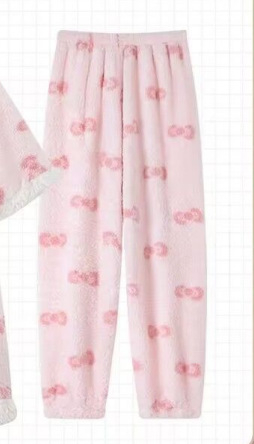 Flanel pidžama u kardigana stilu s kapom za djevojčice, gustoća 251–300 g/m2, okrugli izrez, rukavi 3/4