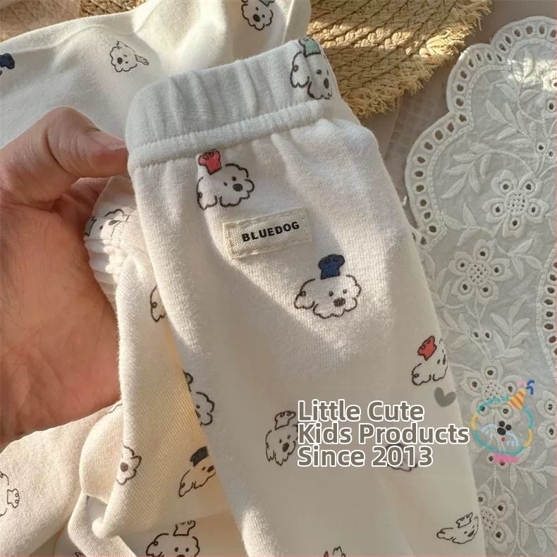 Kaheos tükki lastetepu sügis-talve komplekt: ümmarguse kaelusega termotopid ja püksid, linane kangas triušio vilaga