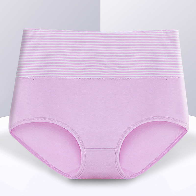 Ženske gaćice s prugama, visokim strukom, podrška trbuhu nakon poroda, plus size, 95% pamuk, prozračan materijal