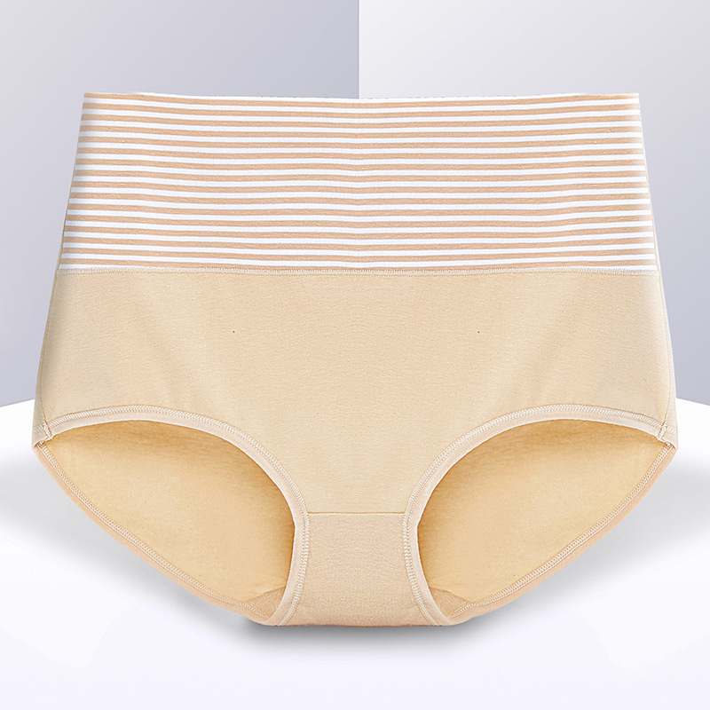 Ženske gaćice s prugama, visokim strukom, podrška trbuhu nakon poroda, plus size, 95% pamuk, prozračan materijal