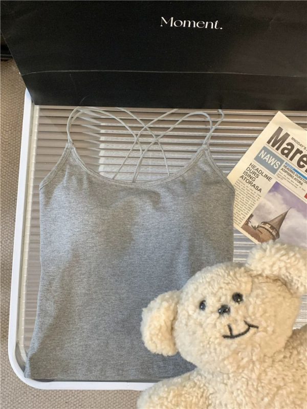Ljetni top s križnim leđima i umetkom za prsni koš, bez rukava, jednobojan