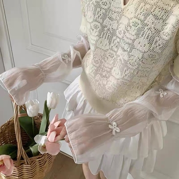 Женски UV предпазни ръкави от чифон - елегантен сладък селски стил, пролет 2025