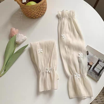 Женски UV предпазни ръкави от чифон - елегантен сладък селски стил, пролет 2025