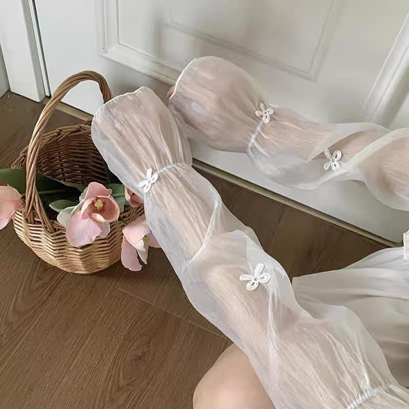 Женски UV предпазни ръкави от чифон - елегантен сладък селски стил, пролет 2025