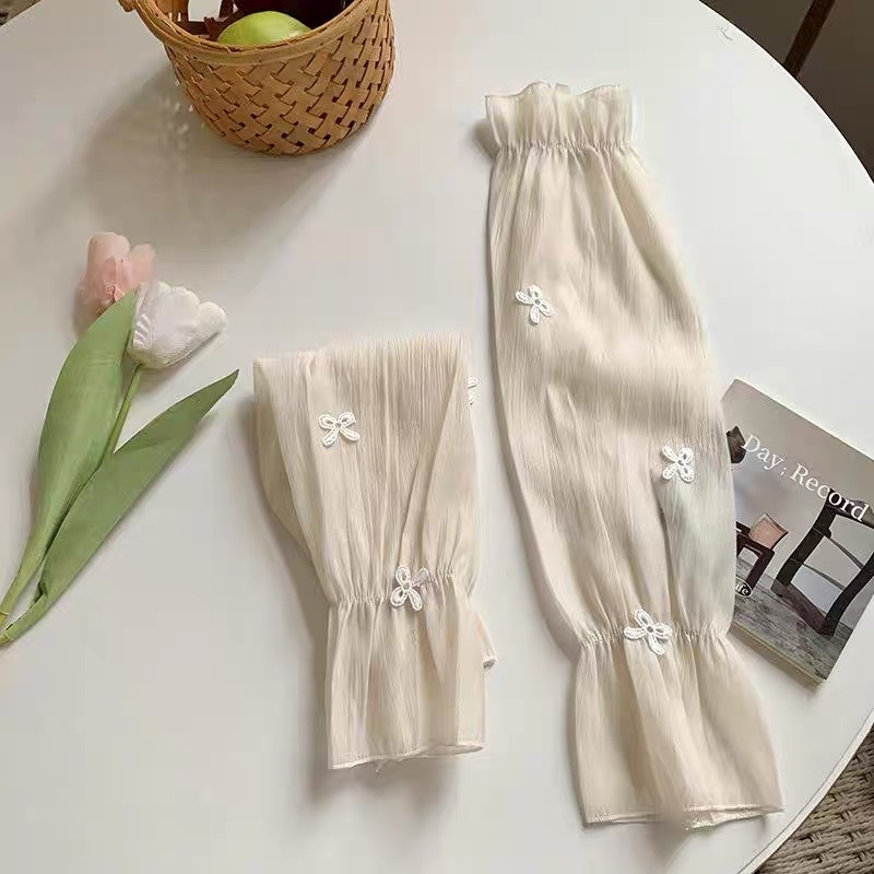 Женски UV предпазни ръкави от чифон - елегантен сладък селски стил, пролет 2025