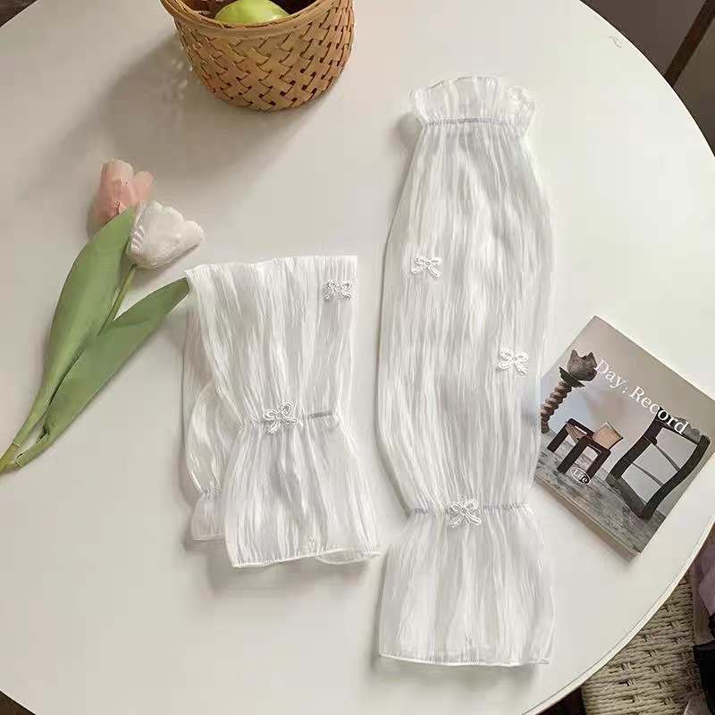 Женски UV предпазни ръкави от чифон - елегантен сладък селски стил, пролет 2025