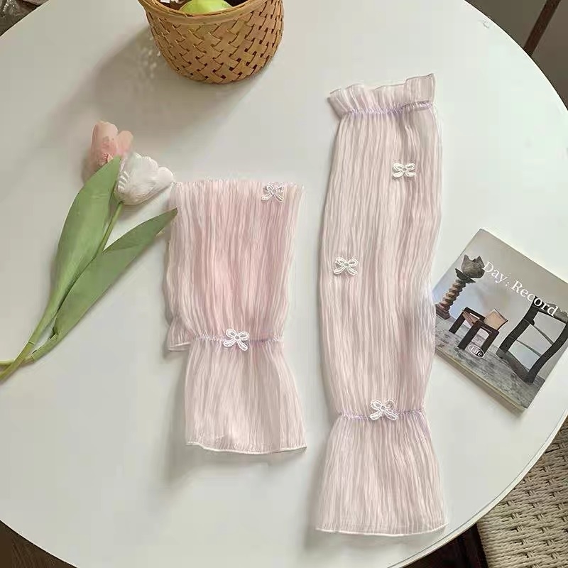 Женски UV предпазни ръкави от чифон - елегантен сладък селски стил, пролет 2025