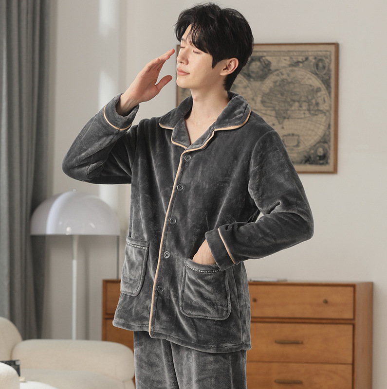 Πιτζάμες για ζευγάρια από coral fleece – 100% πολυεστέρας, 301-350 g/m2, stand collar, μακριά μανίκια