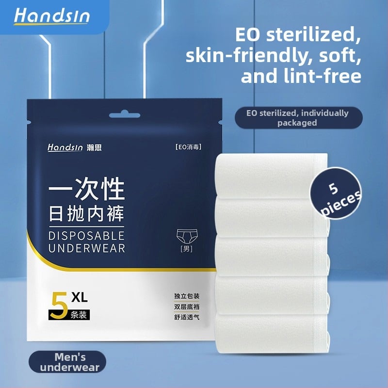 Hans ühekordsed meeste aluspüksid – peamine materjal: nailon; kirkšnies vooder: spandeks; madal talje; stiil: C-tüüp/ne nähtamatu; sobib kõigile aastaaegadele; pakk sisaldab 5 paari kotis