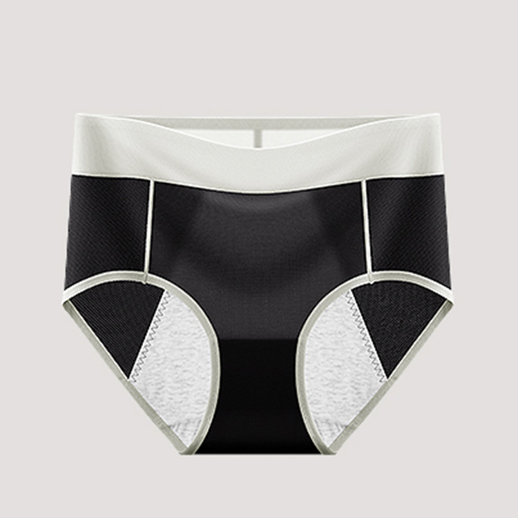 Moteriškos menstruacijų kelnaitės su aukštu liemeniu, trijų sluoksnių nepralaidumas, kvėpuojančios, greitai džiūstančios, pagrindinis audinys: nailonas, intymi įdėklas: medvilnė