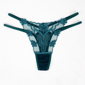 Moteriškos thong kelnaitės – kvėpuojantis tinklinis audinys, jacquard su gėlių raštu, pagrindinis audinys elastanas, žemas juosmuo