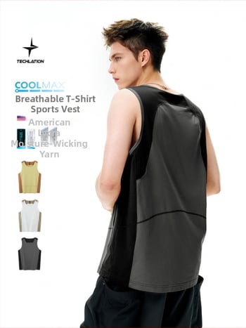 Мъжки спортен потник, полиестерна тъкан, 150–160 g, лято 2025, за спорт на открито