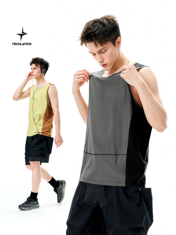 Мъжки спортен потник, полиестерна тъкан, 150–160 g, лято 2025, за спорт на открито