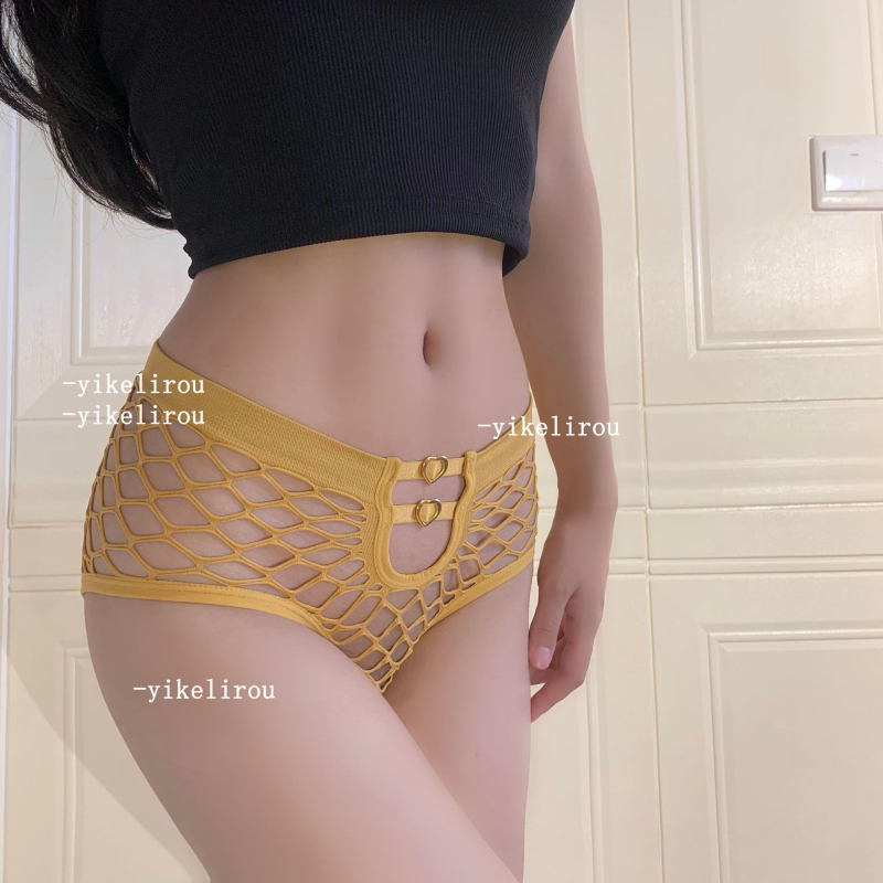 Найлонови безшевни дамски бикини със средна талия и мрежеста тъкан, дишащи, памучна чатала