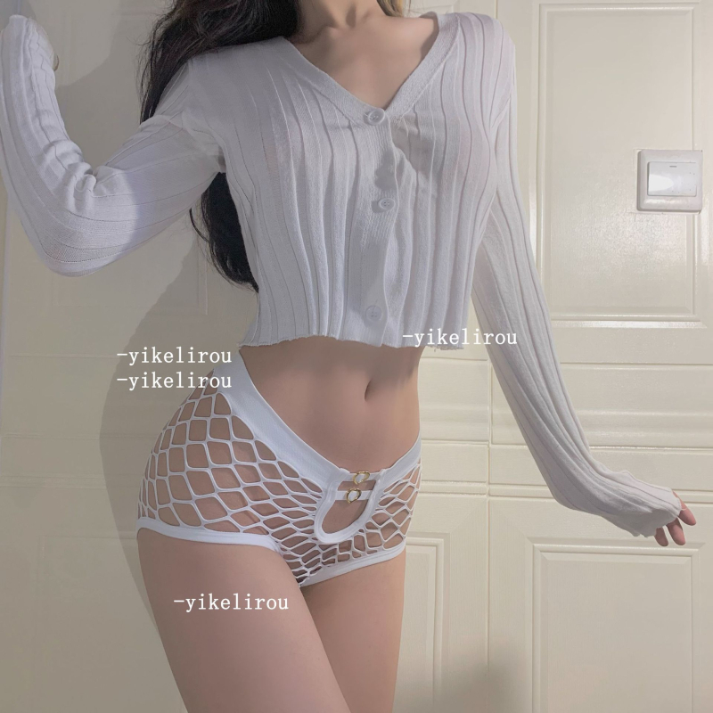 Найлонови безшевни дамски бикини със средна талия и мрежеста тъкан, дишащи, памучна чатала