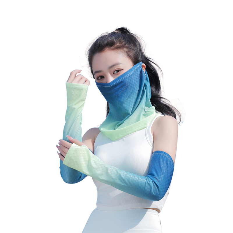 Set rukavica-maska s UV zaštitom za vanjsku vožnju biciklom iz Ice Silk materijala (ljeto 2024)