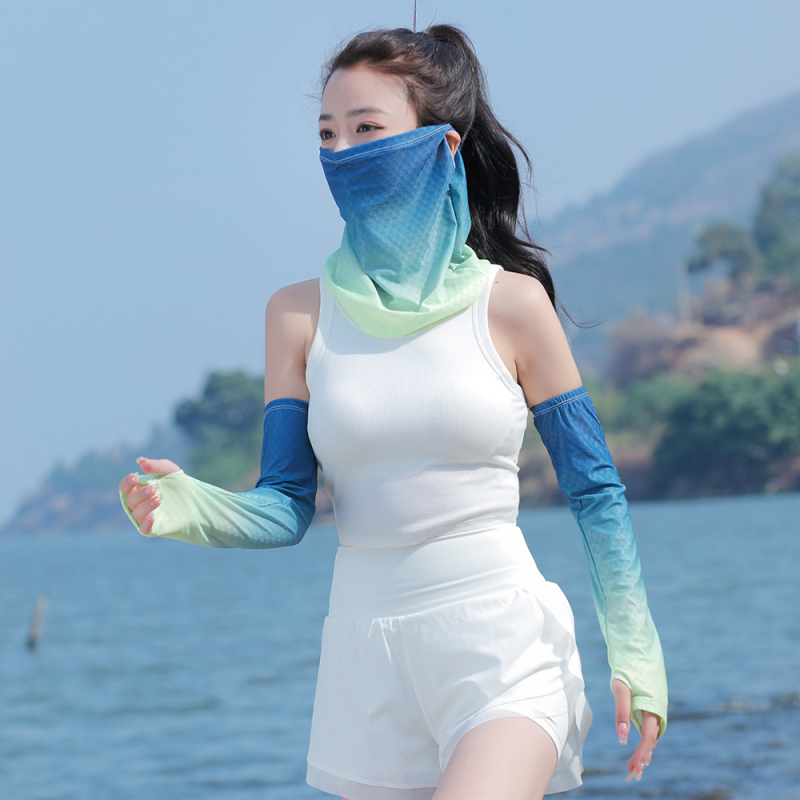 Set rukavica-maska s UV zaštitom za vanjsku vožnju biciklom iz Ice Silk materijala (ljeto 2024)
